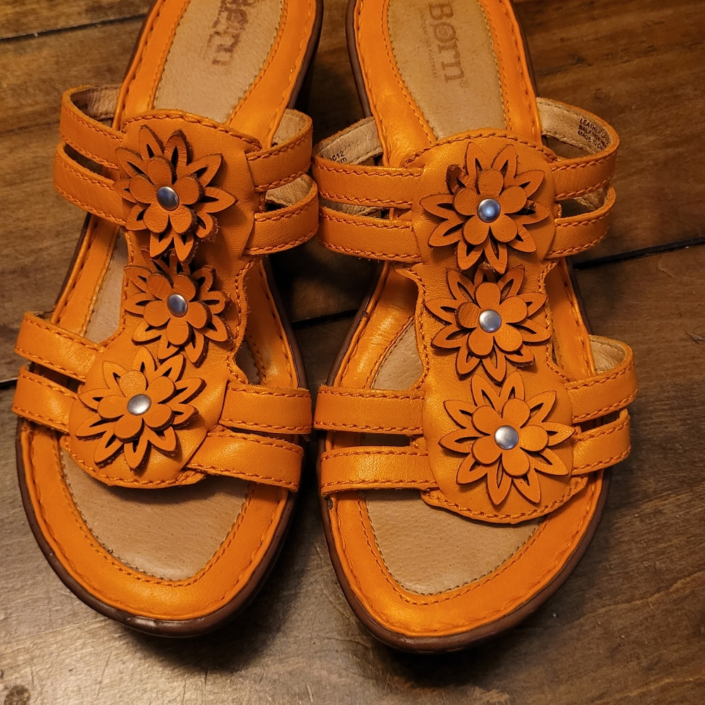 Orange Floral Cutout Sandals